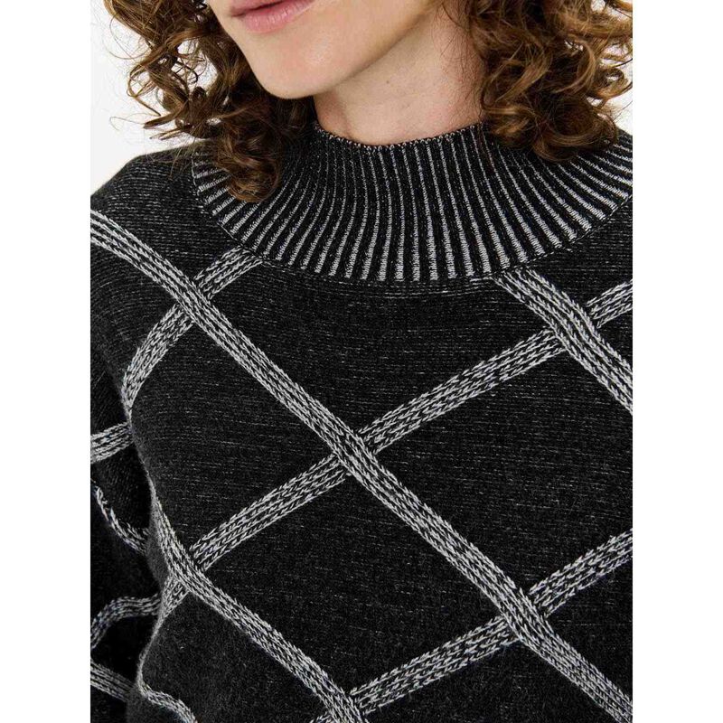 Veronika Maine Oversized Two Tone Diamond Sweater image number 6